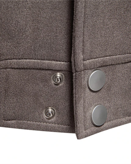 AIOPESON Men's Suede Bomber Jacket - Casual Button Up Style