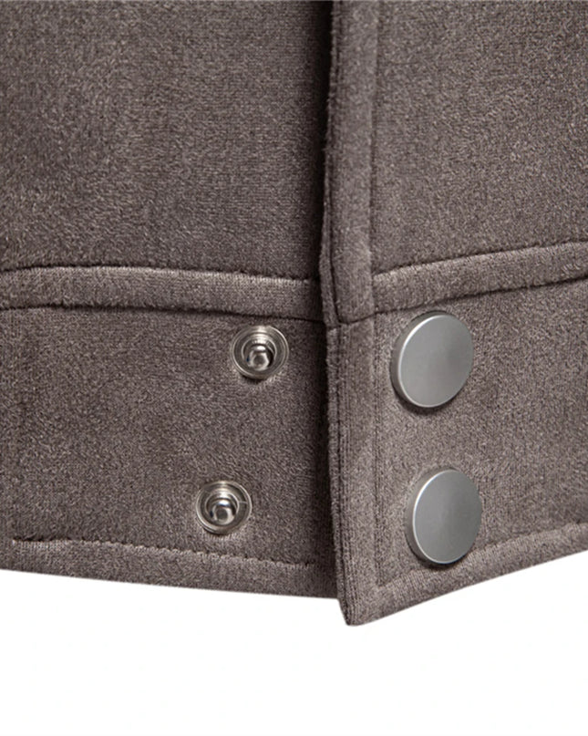 AIOPESON Men's Suede Bomber Jacket - Casual Button Up Style