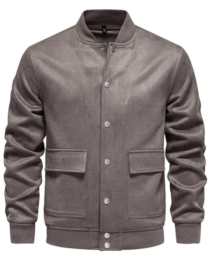 AIOPESON Men's Suede Bomber Jacket - Casual Button Up Style
