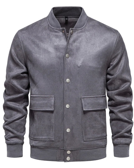 AIOPESON Men's Suede Bomber Jacket - Casual Button Up Style