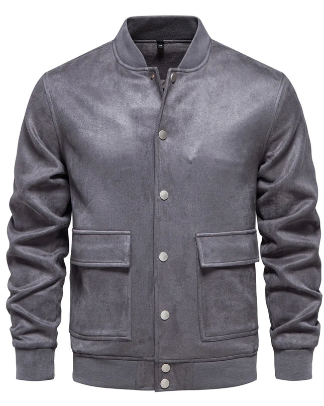 AIOPESON Men's Suede Bomber Jacket - Casual Button Up Style