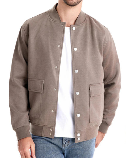 AIOPESON Men's Suede Bomber Jacket - Casual Button Up Style