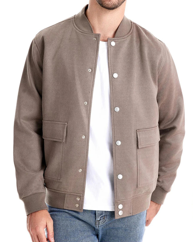 AIOPESON Men's Suede Bomber Jacket - Casual Button Up Style