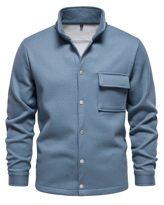 AIOPESON Men's Thick Waffle Fleece Jacket - Warm Button Up Outwear