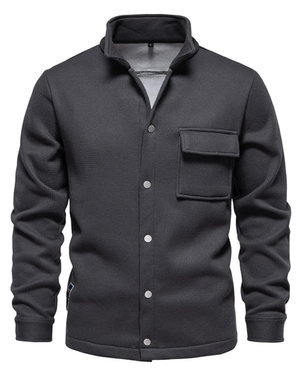 AIOPESON Men's Thick Waffle Fleece Jacket - Warm Button Up Outwear