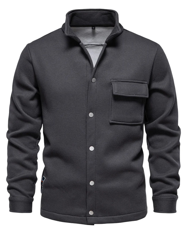 AIOPESON Men's Thick Waffle Fleece Jacket - Warm Button Up Outwear