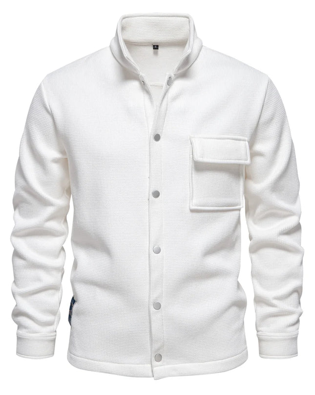 AIOPESON Men's Thick Waffle Fleece Jacket - Warm Button Up Outwear