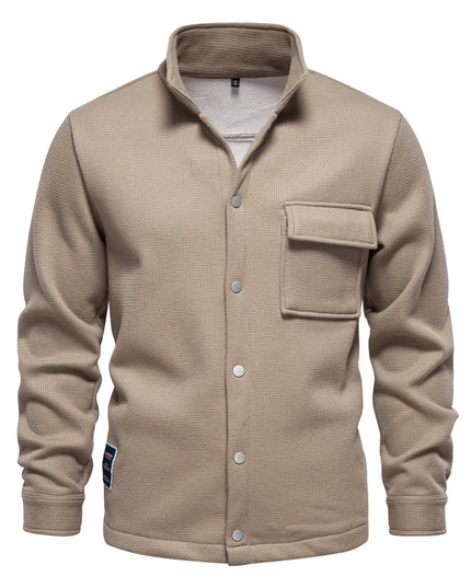 AIOPESON Men's Thick Waffle Fleece Jacket - Warm Button Up Outwear