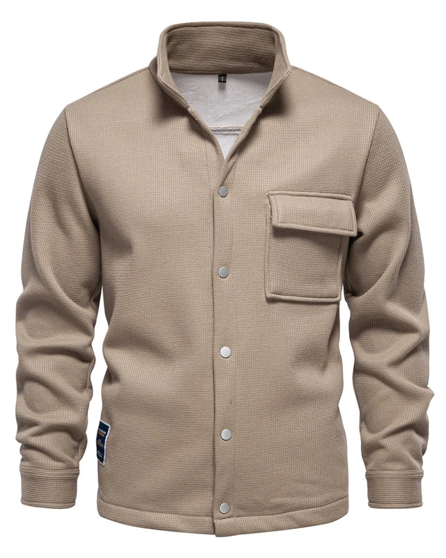 AIOPESON Men's Thick Waffle Fleece Jacket - Warm Button Up Outwear