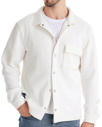 AIOPESON Men's Thick Waffle Fleece Jacket - Warm Button Up Outwear
