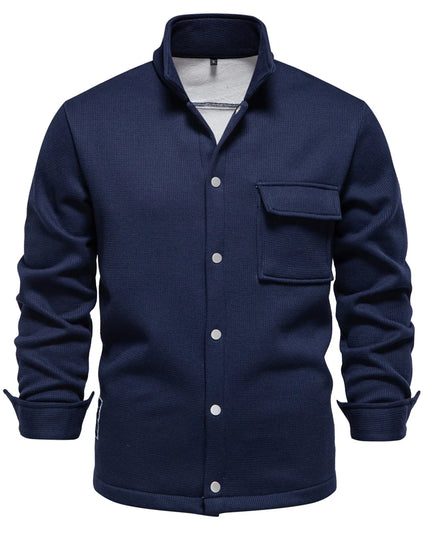 AIOPESON Men's Thick Waffle Fleece Jacket - Warm Button Up Outwear