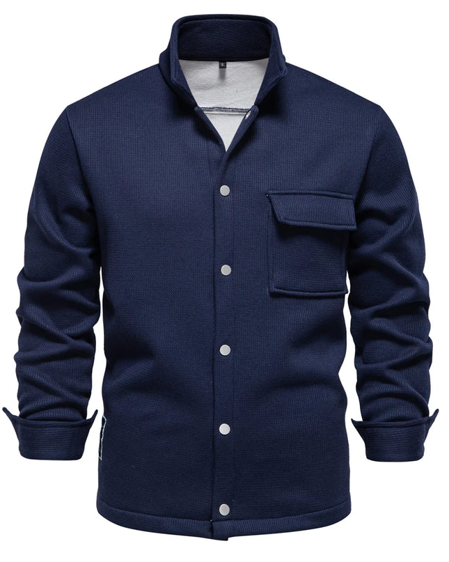 AIOPESON Men's Thick Waffle Fleece Jacket - Warm Button Up Outwear