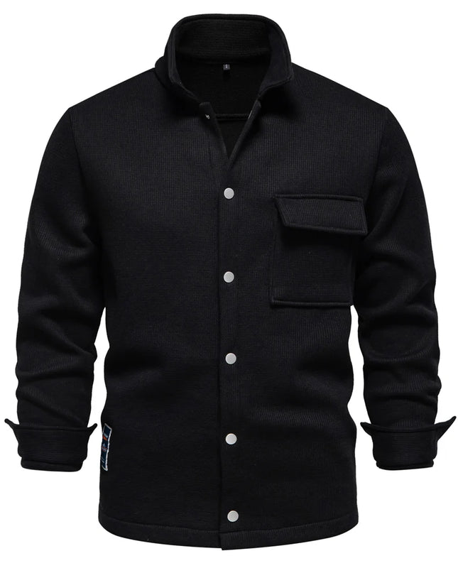 AIOPESON Men's Thick Waffle Fleece Jacket - Warm Button Up Outwear