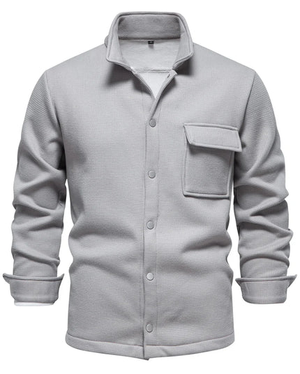 AIOPESON Men's Thick Waffle Fleece Jacket - Warm Button Up Outwear