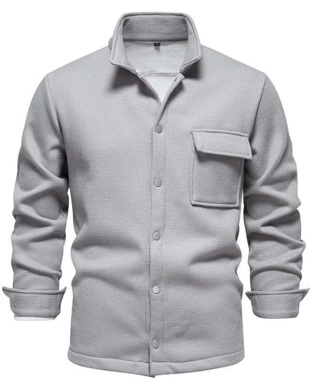 AIOPESON Men's Thick Waffle Fleece Jacket - Warm Button Up Outwear