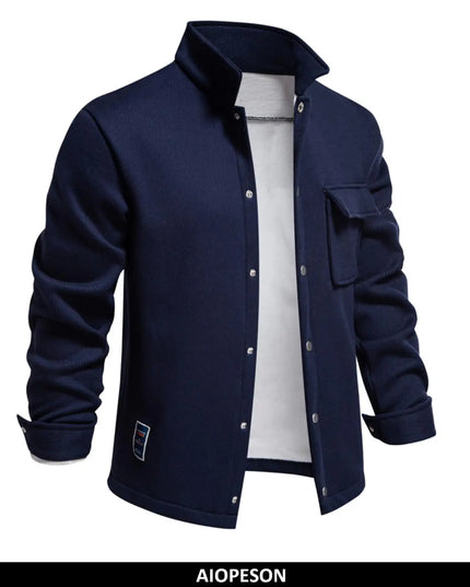 AIOPESON Men's Thick Waffle Fleece Jacket - Warm Button Up Outwear