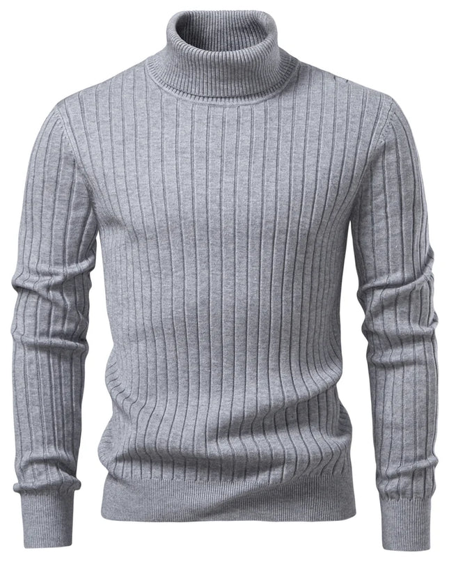 AIOPESON Men’s Turtleneck Sweater - Solid Color Pullover Knitwear