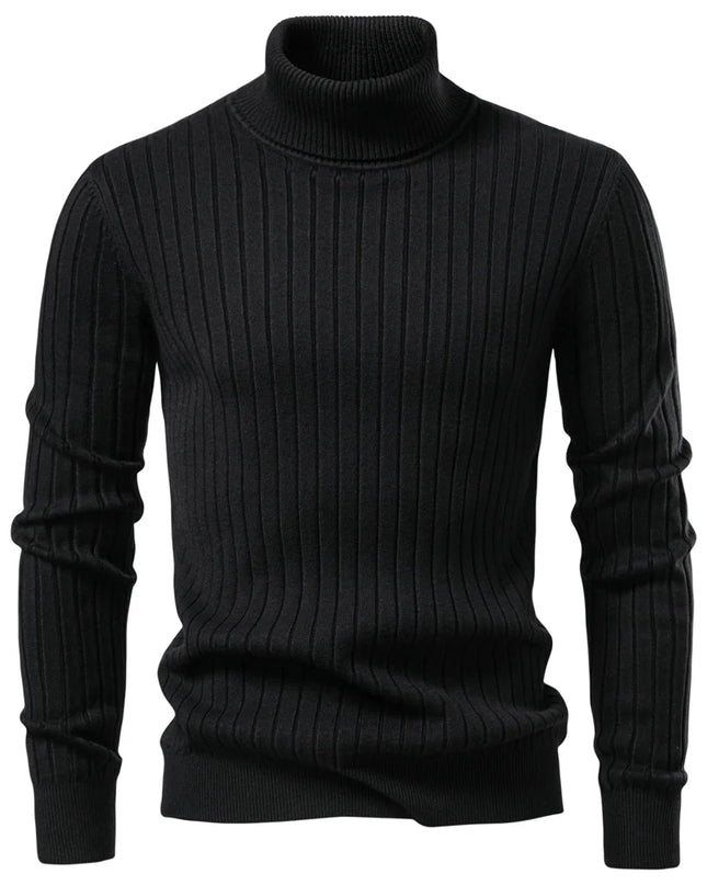 AIOPESON Men’s Turtleneck Sweater - Solid Color Pullover Knitwear