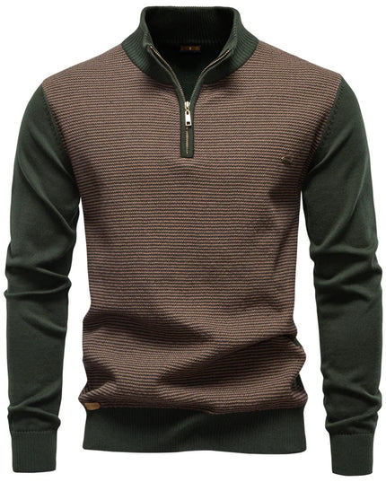 AIOPESON Men's Turtleneck Sweater - Striped Knit Pullover for Autumn