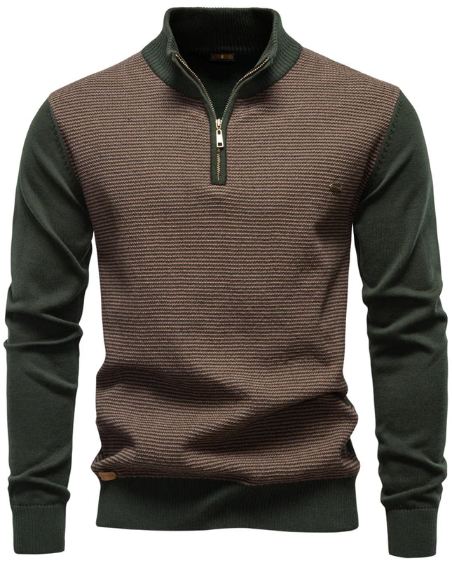 AIOPESON Men's Turtleneck Sweater - Striped Knit Pullover for Autumn