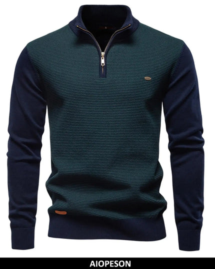 AIOPESON Men's Turtleneck Sweater - Striped Knit Pullover for Autumn