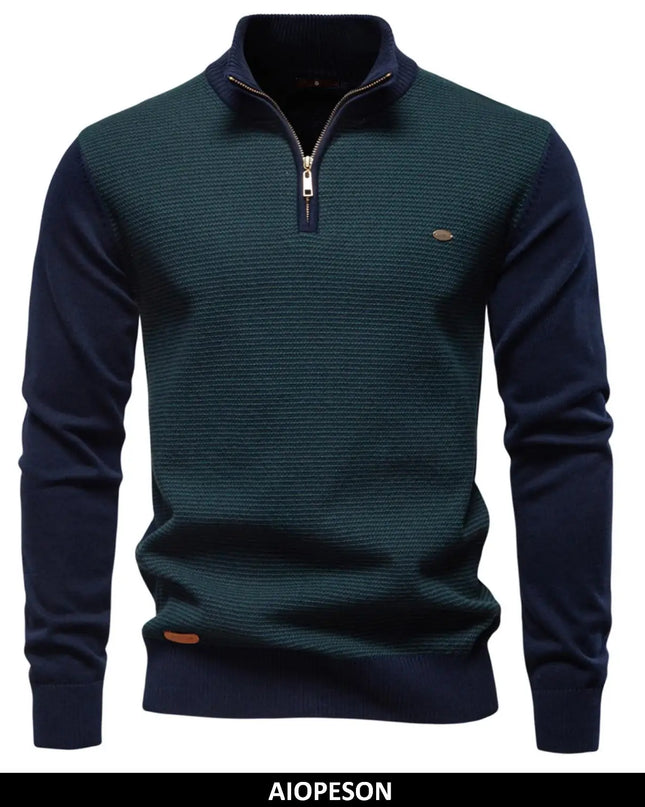 AIOPESON Men's Turtleneck Sweater - Striped Knit Pullover for Autumn