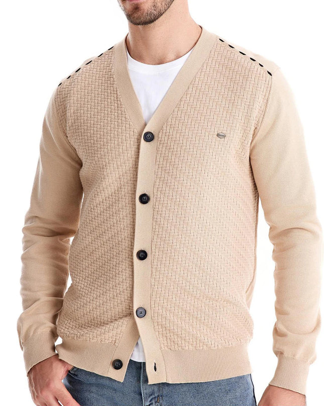 AIOPESON Men's V Neck Button-Up Cotton Cardigan - Casual Knit Sweater