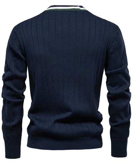 AIOPESON Men's V-Neck Button-Up Cotton Cardigan - Casual Knit Sweater
