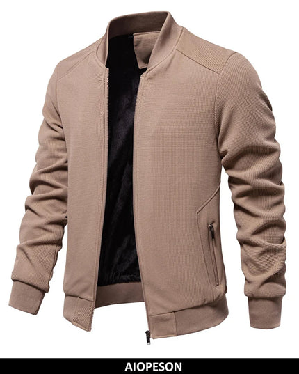 AIOPESON Men's Waffle Fleece Bomber Jacket - Warm Casual Outerwear