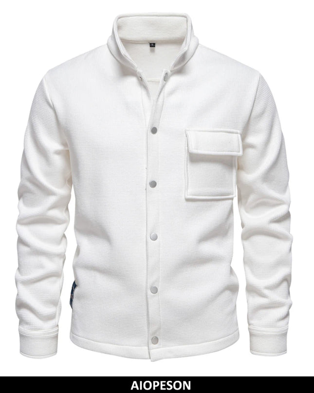 AIOPESON Men's Waffle Fleece Jacket - Thick & Warm with Pocket