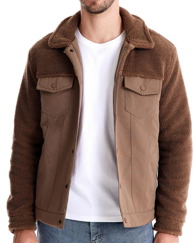 AIOPESON Men's Winter Sherpa Fleece Jacket - Warm Casual Workwear