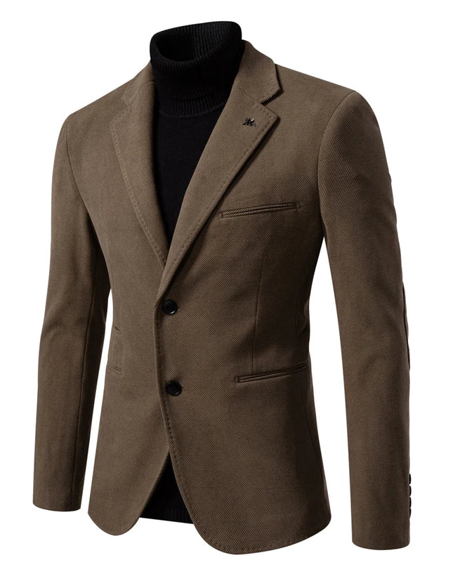 AIOPESON Slim Fit Men's Blazer - Solid Color Business Casual Jacket