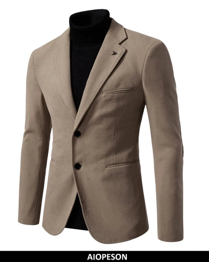 AIOPESON Slim Fit Men's Blazer - Solid Color Business Casual Jacket