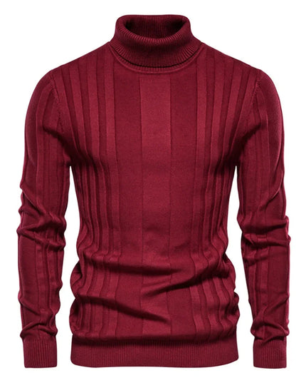 AIOPESON Slim Fit Turtleneck Sweater - Casual Striped Design for Men