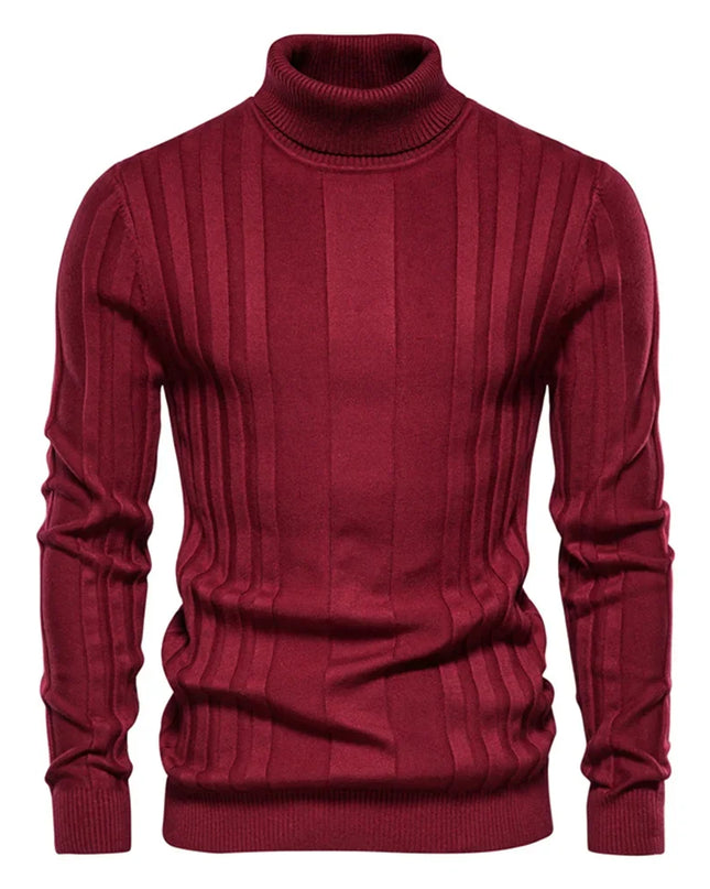 AIOPESON Slim Fit Turtleneck Sweater - Casual Striped Design for Men