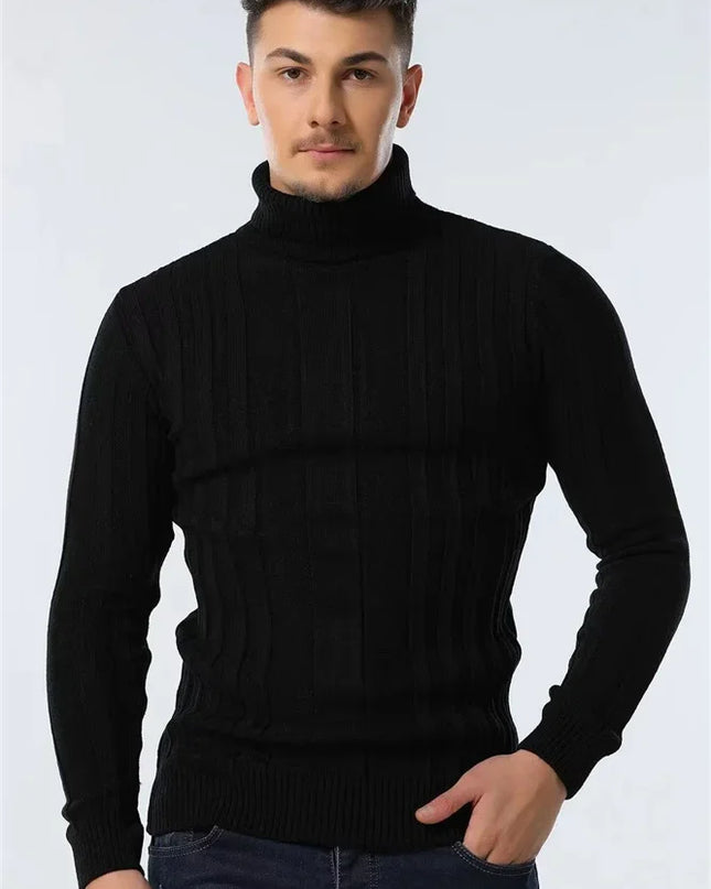 AIOPESON Slim Fit Turtleneck Sweater - Casual Striped Design for Men
