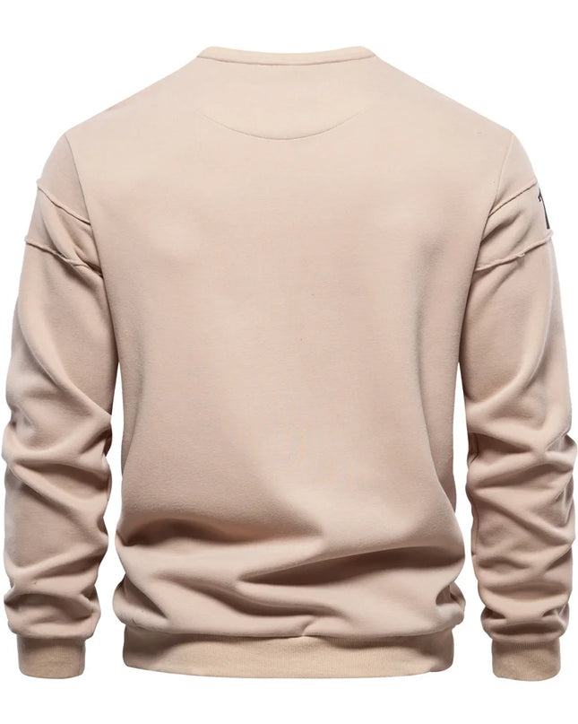 AIOPESON Smooth Patchwork Sweatshirts for Men - Trendy O-neck Design