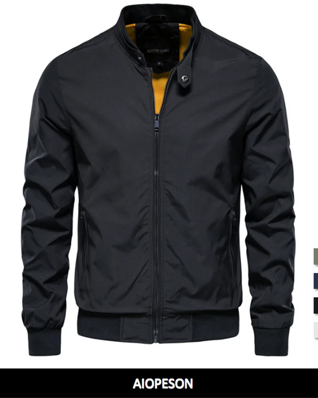 AIOPESON Solid Color Baseball Jacket - Slim Fit Casual Bomber for Men