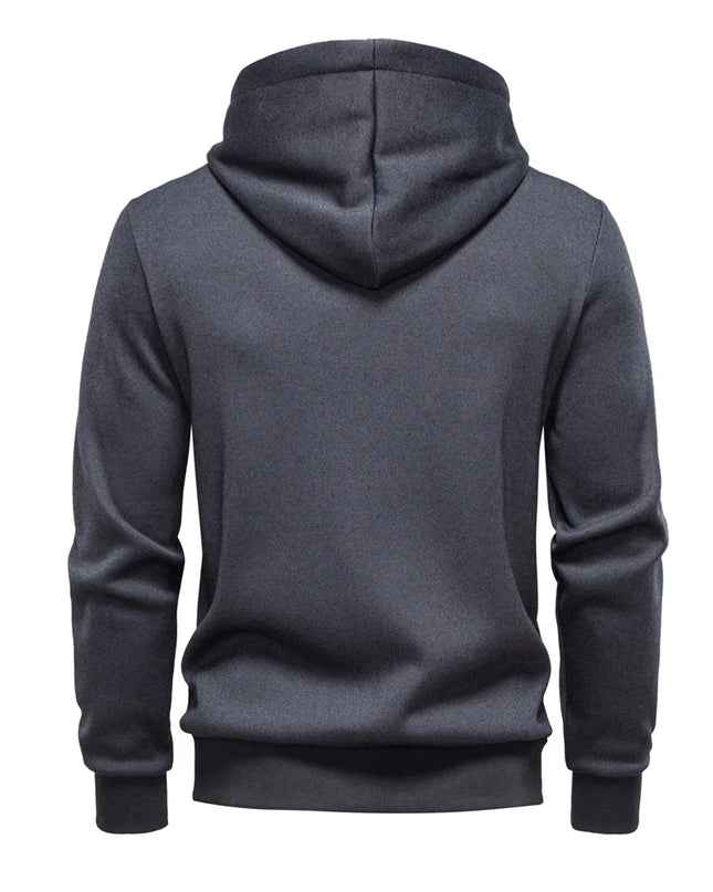 AIOPESON Y2K Zip Up Hoodie - Solid Color Winter Sportswear for Men