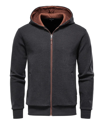 AIOPESON Y2K Zip Up Hoodie - Solid Color Winter Sportswear for Men