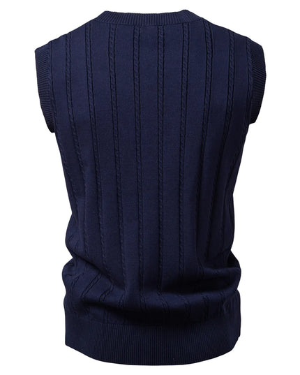 Aiopeson Men's Solid Color V Neck Knitted Vest - Casual & Versatile