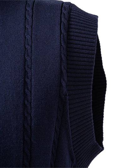 Aiopeson Men's Solid Color V Neck Knitted Vest - Casual & Versatile