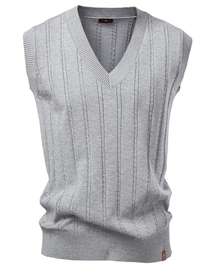 Aiopeson Men's Solid Color V Neck Knitted Vest - Casual & Versatile