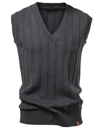 Aiopeson Men's Solid Color V Neck Knitted Vest - Casual & Versatile