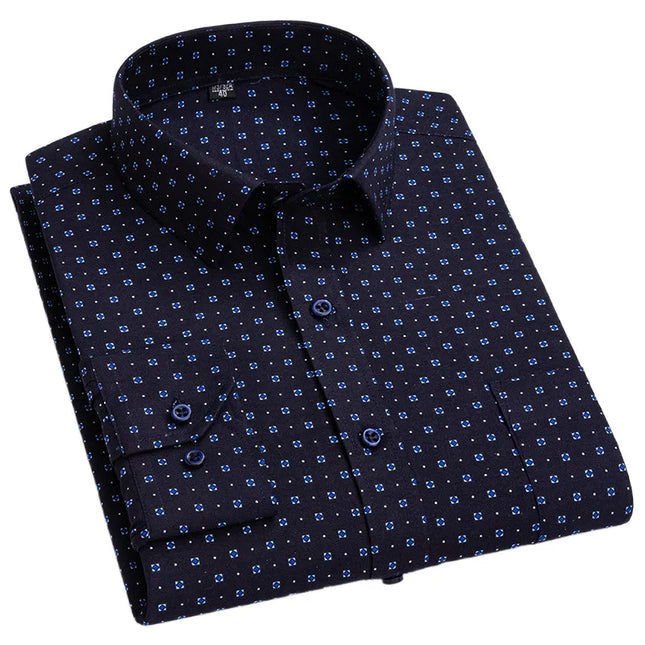 BAMBOOPLE Men's Long Sleeve Casual Shirt - Fashion Print, Standard Fit