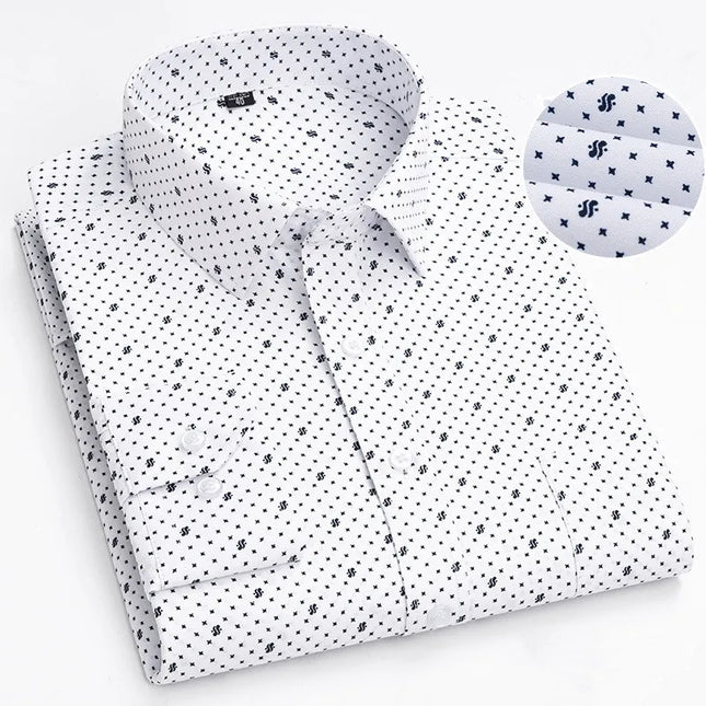 BAMBOOPLE Men's Long Sleeve Casual Shirt - Fashion Print, Standard Fit