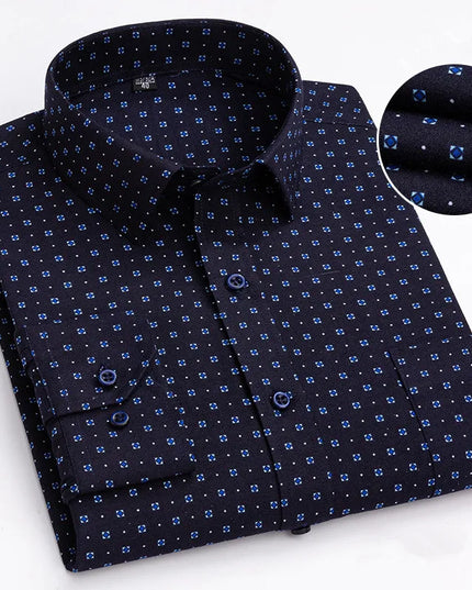BAMBOOPLE Men's Long Sleeve Casual Shirt - Fashion Print, Standard Fit