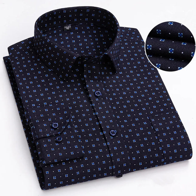 BAMBOOPLE Men's Long Sleeve Casual Shirt - Fashion Print, Standard Fit