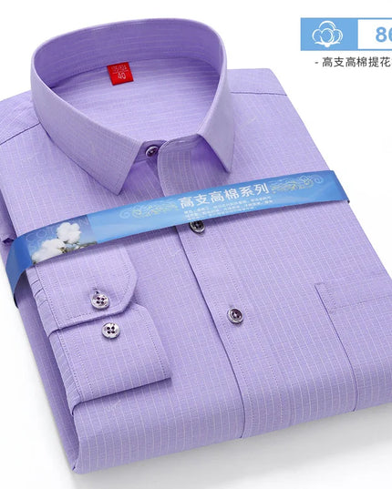 BAMBOOPLE Men's Long Sleeve Shirt - Casual Striped Business Wear