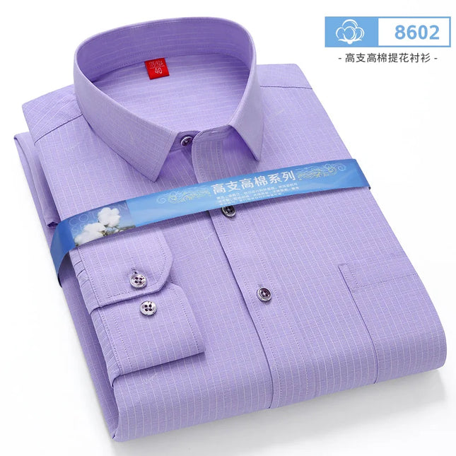 BAMBOOPLE Men's Long Sleeve Shirt - Casual Striped Business Wear